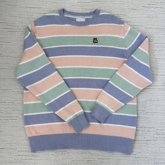 Teddy Fresh | Men’s Stripe Multicolor Pastel Crewneck Sweater | L - Picture 8 of 8